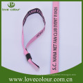 Promotional textile wristband woven fabric bangle with one time use plastic clip